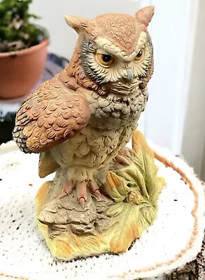 Vintage Horned Owl Figurine Porcelain 7” In Nature Statue 1971 • $13.45