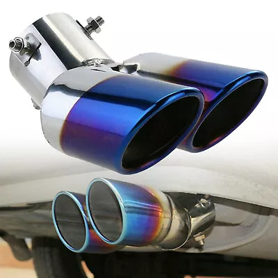 1 X Car Accessories Rear Dual Exhaust Pipe Tail Muffler Tip Throat Blue Tailpipe • £14.66