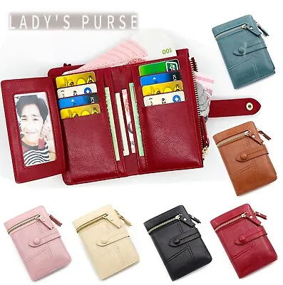 Small Ladies Gift PU Leather Double Zip Purse Credit Card Holder Wallet Clutch • £4.99