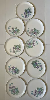 Vintage ROYALON MELMAC - Set Of 9 Dinnerware Plates - Violet Lavender - 9  • $49.99