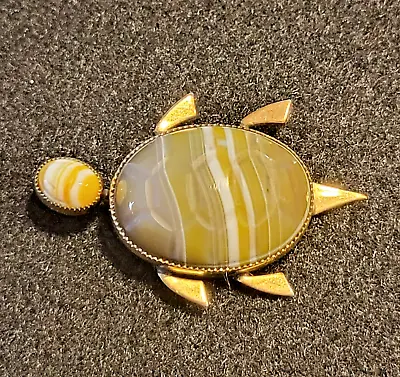 Vintage  1/20 12K Gold  Filled Tigers Stripe Scarab Turtle Brooch • $12.99