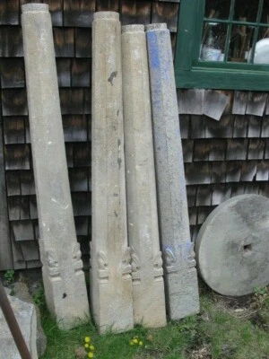 $1250 • Buy Four 69 Inch Antique Granite Columns Carved Stone Rare 