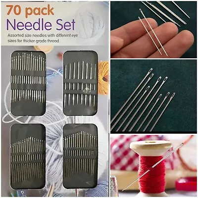 Sewing Needle Hand Sewing Upholstery Stitching Needles Assorted Eye Size Set SM • £2.98