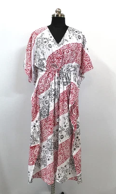 $57.19 • Buy Indian Handmade Floral Print Cotton Kaftan Long Cotton Dress Hand Block Print
