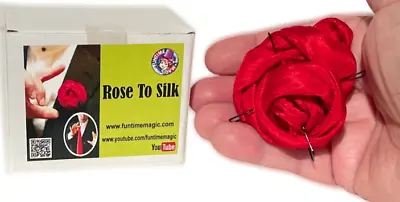 SILK TO ROSE Metal Lapel Wire Gimmick 11” Flower Appearing Red Scarf Magic Trick • $12.89