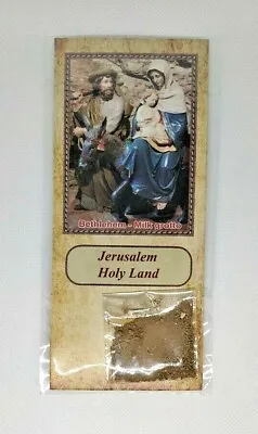 Holy Land Jerusalem Olive Wood Cross Necklace & Holy Earth Treasure Relics Bag • £6.68