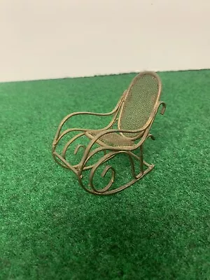 Brass Miniature Rocking Chair With Metal Mesh Seat & Back • $12