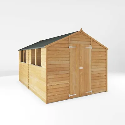 Waltons 12x8 Wooden Garden Shed Overlap Apex Storage Double Door Windows 12ft8ft • £734.99