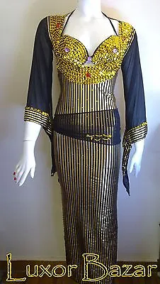 Egyptian Belly Dance Costume Saidi Dress Baladi Galabeya Fallahi Abaya Gypsy • £25.20