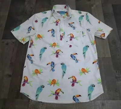 Chubbies Shirt Men's Medium White Toucan Parrot Birds Print Button Down Popover • $19.99