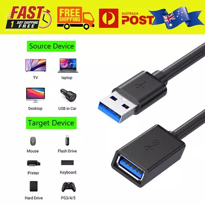 $5.59 • Buy SuperSpeed USB 3.0 Male Female Data Cable Extension Cord Port Laptop PC Camera