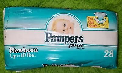 Pampers Phases Diapers Sz Newborn 1993 Vtg New In Pack. Description  • $350
