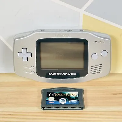 Nintendo Game Boy Advance Platinum Silver Handheld W/ Game Lord Of The Rings • £90