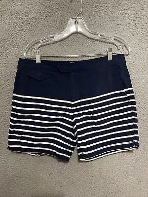 J.Crew Swim Trunks Mens Size 32 Blue Striped Cargo Board Shorts Adult • $16.99