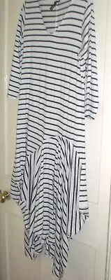Yong Kim - Qvc - Blue And White Stripe Asymmetric Dress - 12 Uk • £25