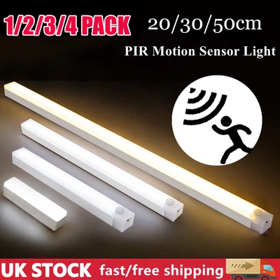 £16.99 • Buy USB Rechargeable LED PIR Motion Sensor Light Strip Wireless Cabinet Closet Lamp