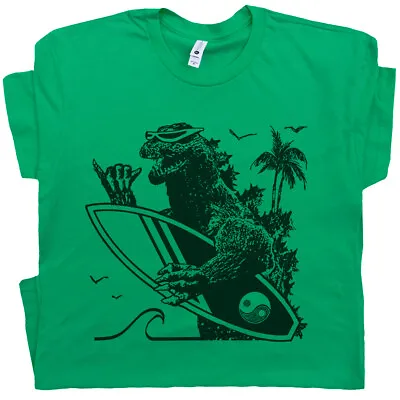 Vintage Surfing T Shirt Cool Surf Men Women Retro Surfer Godzilla Surfboard GR • $19.99