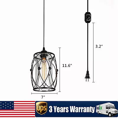 Industrial Hanging Lamp Plug In Pendant Light Dining Room Fixture Chandelier 60W • $20.90