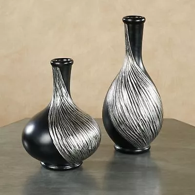 Textured Swirl Decorative Modern Table Vases Set Of 2 • $99