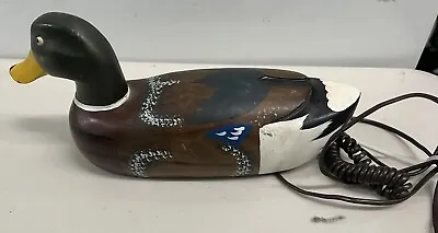 Telemania Mallard Duck Phone Landline Untested One Piece Cord Wood 1970’s? 80’s • $59.99