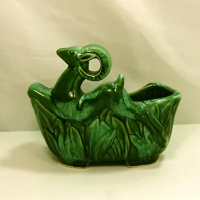 Vintage MCM TV Lamp / Planter Leaping Ram 7in Tall In Green Glaze Non Working • $32