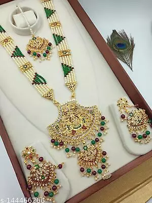 Indian Bollywood Rajwadi Multicolor Long Rani Haar Necklace Wedding Jewelry Set • $23.17