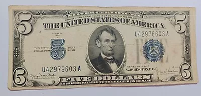 1934D Blue Seal Five Dollar Silver Certificate Paper Mondy • $9.99