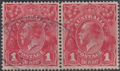 $18 • Buy Stamps 1d Red KGV Pair 1917 Registered Perth Western Australia Postmark   