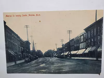 Monroe St. Looking South Monroe MI Photo Postcard Ca. 1910 • $3.99