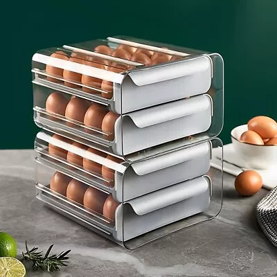 32 Grids Egg Holder Boxes Storage Box Eggs Refrigerator Container Plastic Case • £8.45