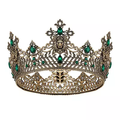 King Crown For Men Old Gold Men'S Tiara Prince Diadem Royal Medieval Costum... • $40.99