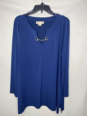 MICHAEL MICHAEL KORS Womens Blue Chain Hardware Keyhole Top Plus 2X • $12