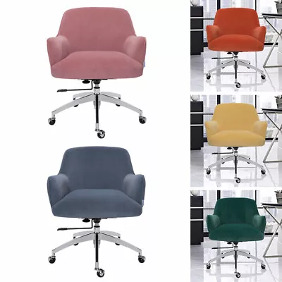 Velvet Office Chair Swivel Ergonomics Armchair Gaming Computer Desk Chair Chrome • £169.95