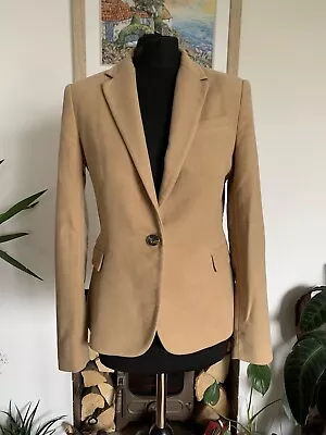 Stunning Rare ZARA Camel Tan Brown Velvet Jacket Blazer - Medium - Elbow Patches • £34.99