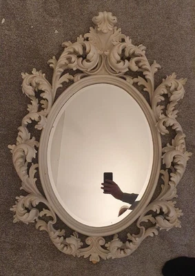 £70 • Buy Large Ornate Baroque Cream Oval Wall Mirror