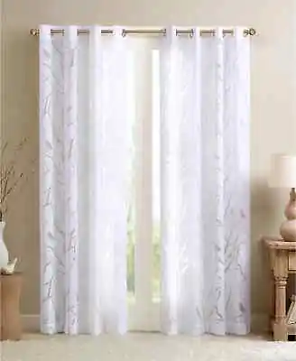 Madison Park Averil Sheer Burnout Bird Branch 50  X 95  Grommet Curtain Panel	 • $11.77