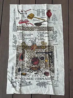 Vintage Kay Dee Prints Pure Linen Towel Tea Dish Kitchen The Colonial Fireplace • $5.99
