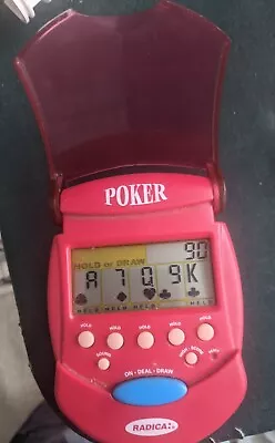 Vintage Radica Lighted Poker Flip Top Hand Held Video Game Tested Works 2001 • $14.90