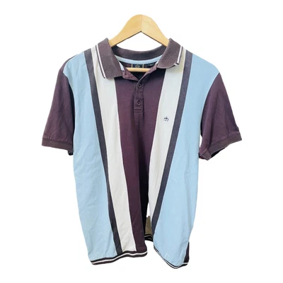 £9.99 • Buy Merc London Deerfield Short Sleeve Polo Striped Brown Mens Shirt Mod 