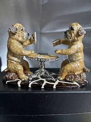 Limited Edition Dogs Playing Cards Trinket Box By Keren Kopal Austrian Crystals • $62