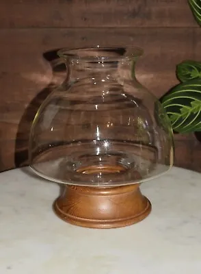 Vintage Wood Candle Holder With Glass Hurricane Lamp Shade MCM Made In Taiwan • $20
