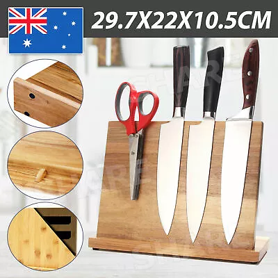 Knife Magnet Holder Cutlery Wood Storage Stand Rack Block Kitchen Tool New • $25.95