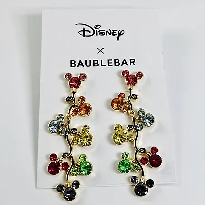 New Disney X BAUBLEBAR Mickey Mouse Multi Color Rhinestone Dangle Earrings • $28.99