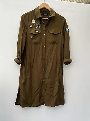 Zara Ladies Brown Military Shirt Dress Size S • £15