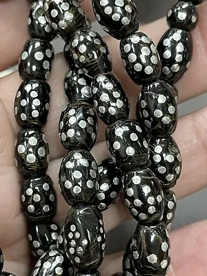 Antique Black Coral -mikawi Silver In Lay 60 Worry Beads Islamic Masbaha 47g R1 • $420