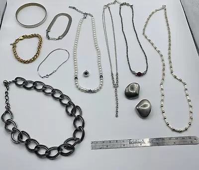 Vintage 10 PC Signed Napier Jewelry Lot Necklace Bracelet Gold/ Silvertone Rhine • $5.99