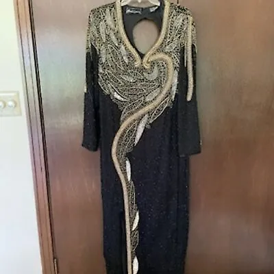 Vintage Jewel Queen Long Formal Beaded Evening Gown Size A6 • $75