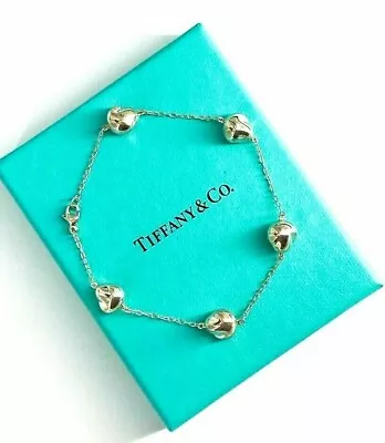 Tiffany & Co. Elsa  Peretti Sterling Silver Five Nugget 7  Bracelet In Pouch Box • $429.99