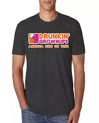 Drunkin Grownups America Runs On Wine Men Premium Tri Blend Tshirt • $26.99