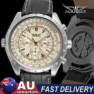 Men's Automatic Mechanical Watch Leather Fashion Wristwatch Calendar AU NEW 2023 • $31.96